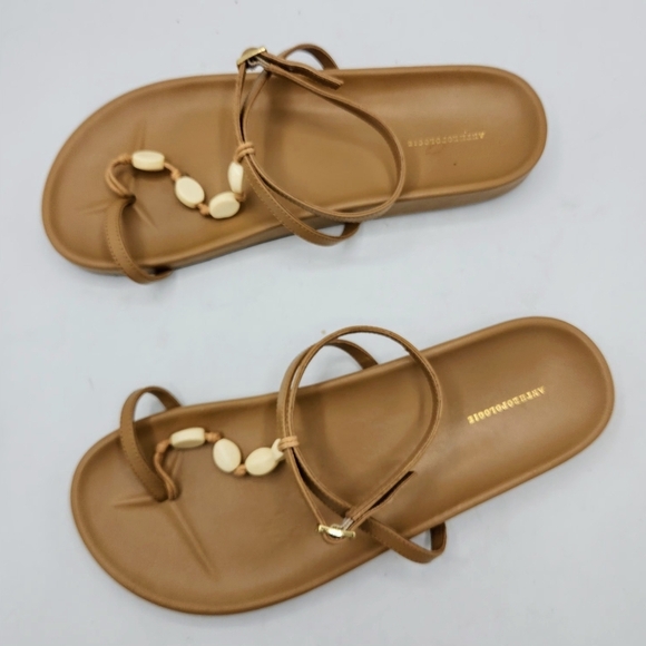 Anthropologie Toe-Loop Stone Sandals In Tan Size 10 M - Picture 5 of 15